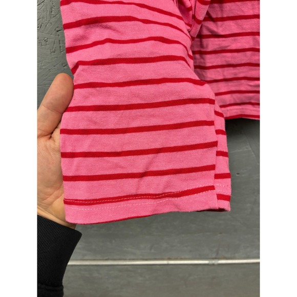 all : row Knit Top Women's Large Pink Stripe Cropped Boxy Long Sleeve Casual - Picture 3 of 10